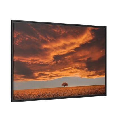 Orange Scenery With Beautiful Tree Framed Canvas