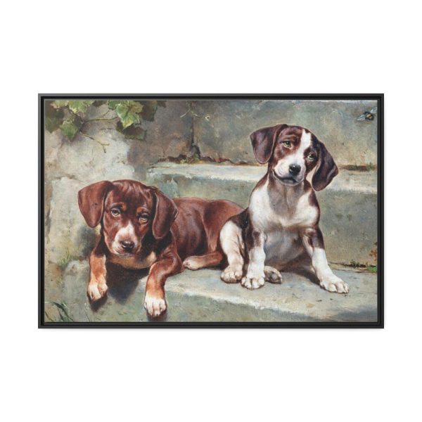 88289-191.jpg Dogs Puppies Vintage Old Framed Canvas