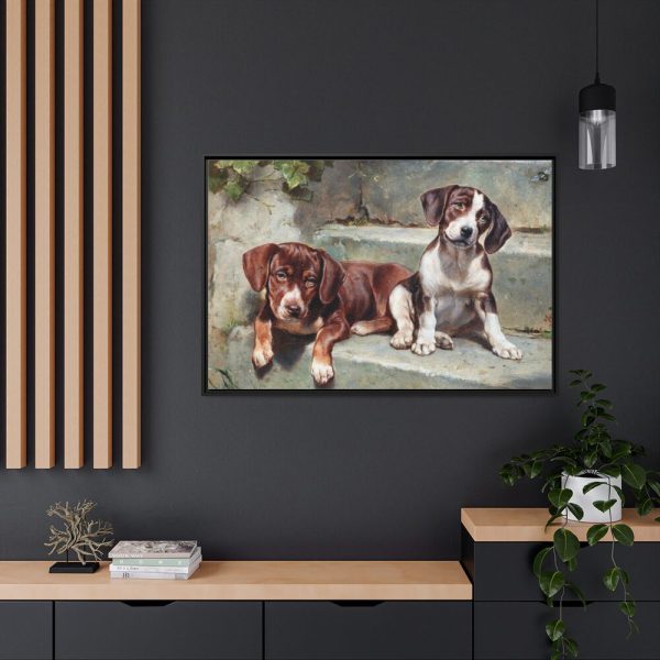 88289-194.jpg Dogs Puppies Vintage Old Framed Canvas