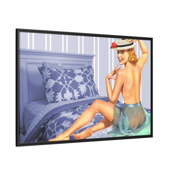 88289-210.jpg Pin-up Girl On Bed Framed Canvas