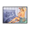 88289-211.jpg Pin-up Girl On Bed Framed Canvas