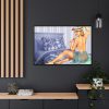 88289-214.jpg Pin-up Girl On Bed Framed Canvas