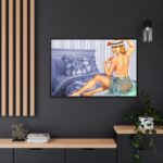 Pin-up Girl On Bed Framed Canvas - Image 5