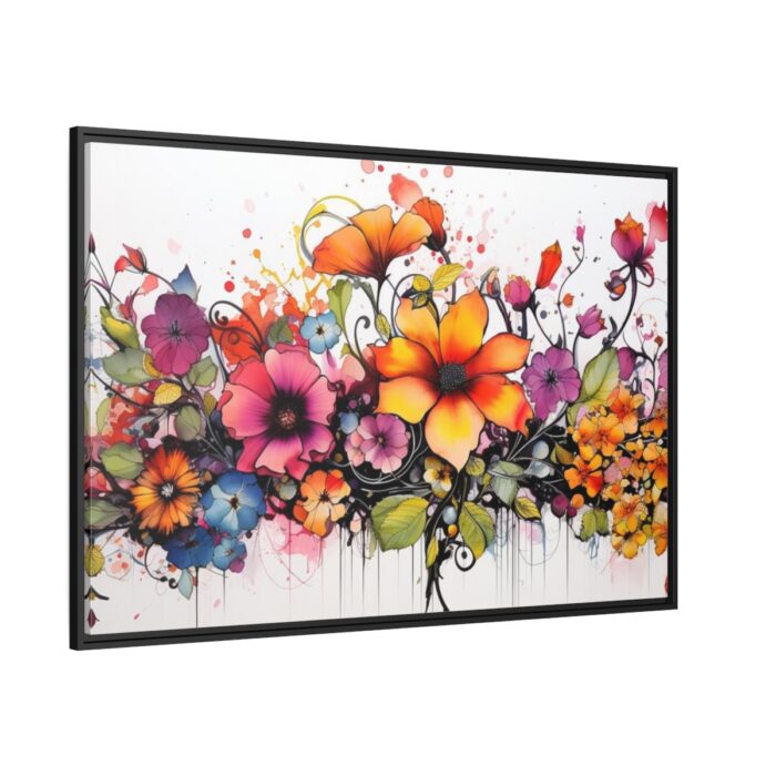 Colorful Watercolor Flowers on White Background Framed Canvas - Image 1