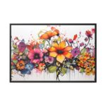 Colorful Watercolor Flowers on White Background Framed Canvas - Image 2