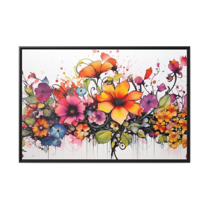 Colorful Watercolor Flowers on White Background Framed Canvas - Image 2