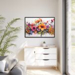 Colorful Watercolor Flowers on White Background Framed Canvas - Image 4