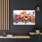 Colorful Watercolor Flowers on White Background Framed Canvas - Image 5