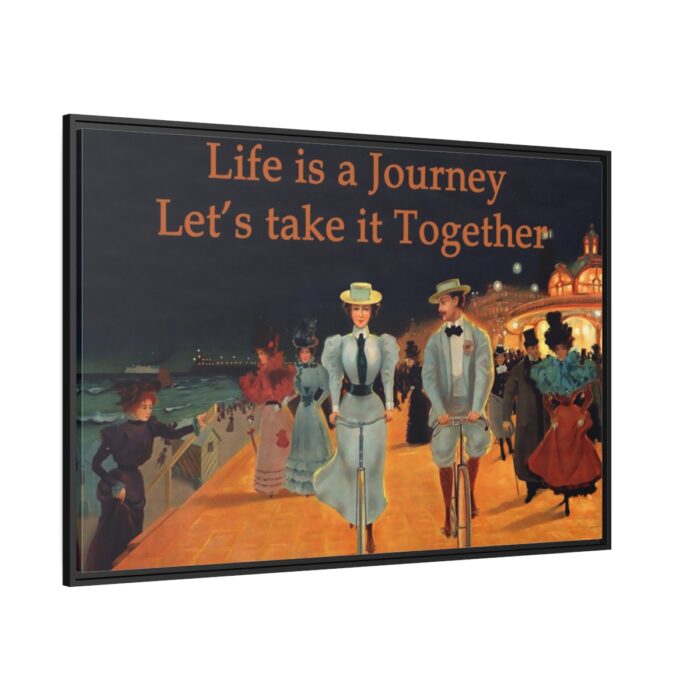 Vintage Cycling Couple Framed Canvas - Image 1