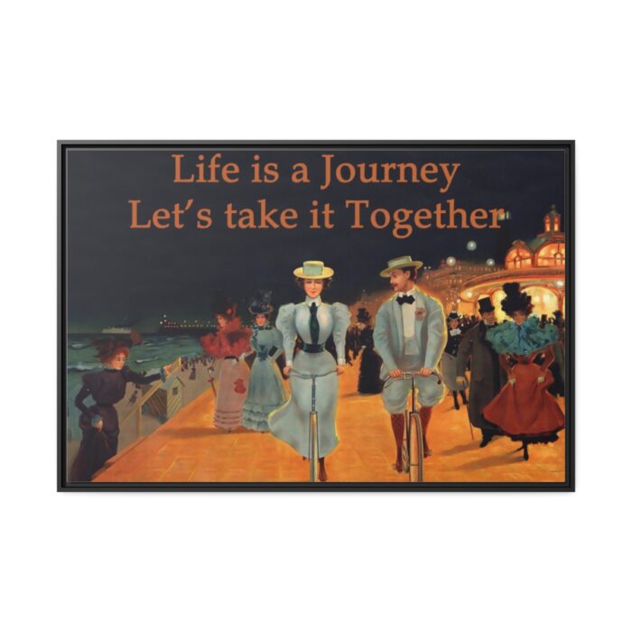 Vintage Cycling Couple Framed Canvas - Image 2