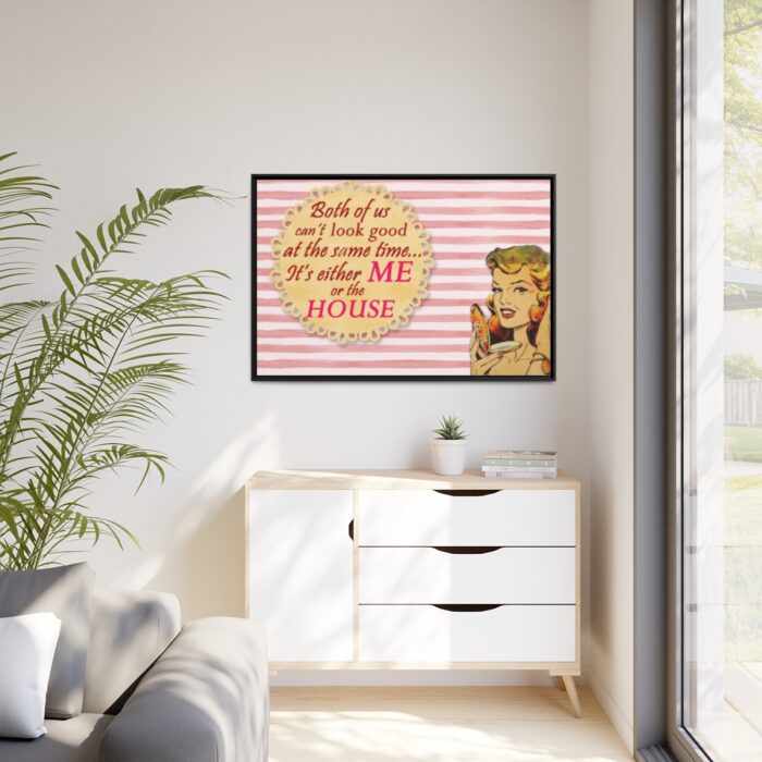 Glamorous Retro Woman With Humourous Sign Framed Canvas - Image 4