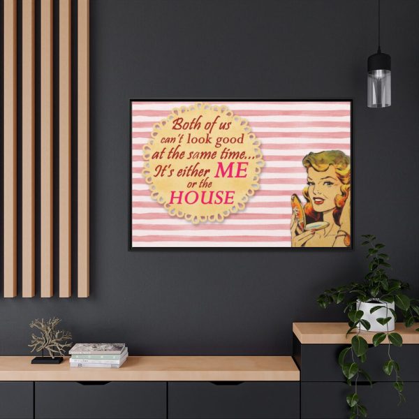 88289-274.jpg Glamorous Retro Woman With Humourous Sign Framed Canvas