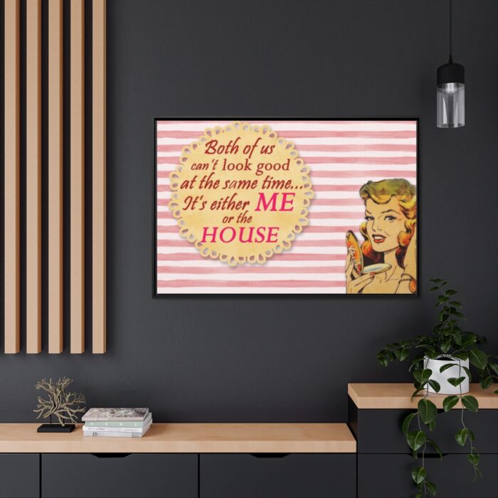 Glamorous Retro Woman With Humourous Sign Framed Canvas - Image 5