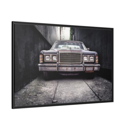 Car Vintage Parking Narrow Framed Canvas
