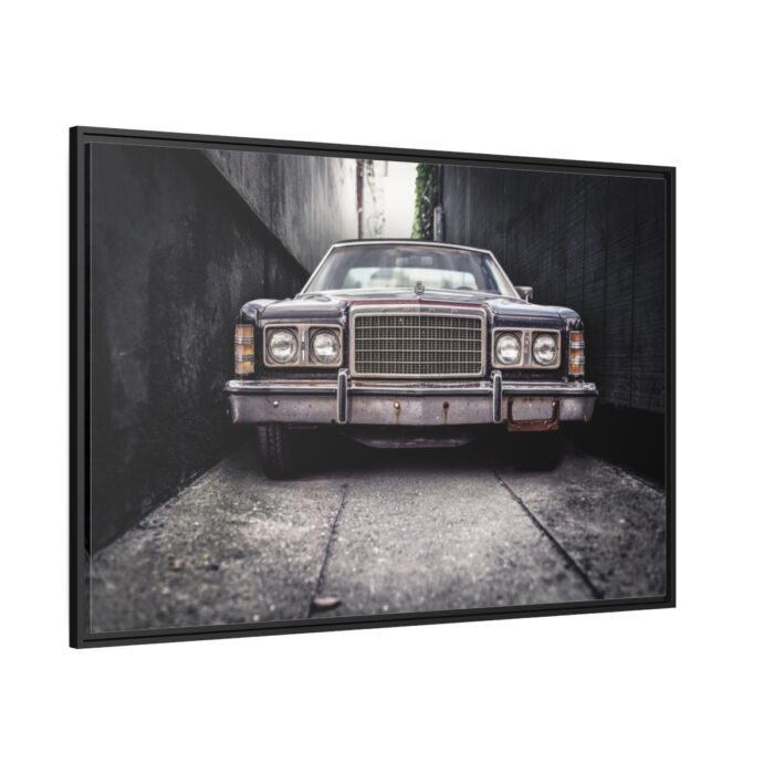 Car Vintage Parking Narrow Framed Canvas - Image 1