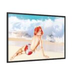 Pin-up Girl Beach Beauty Framed Canvas