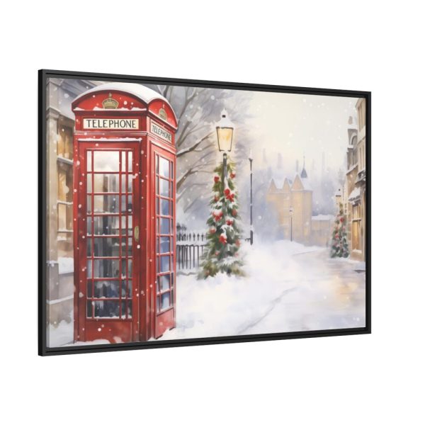 Red Christmas Phone Booth Framed Canvas