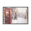 Red Christmas Phone Booth Framed Canvas