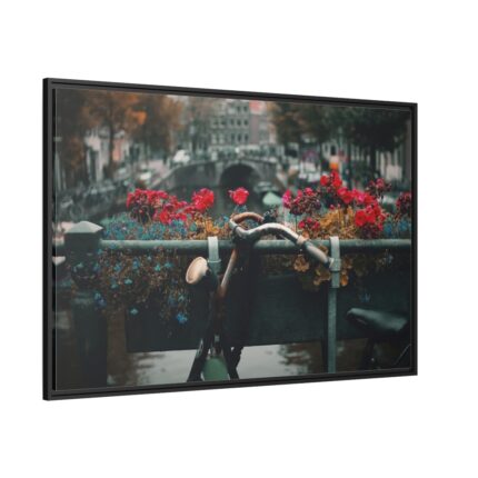 Vintage Bike Flowers Framed Canvas