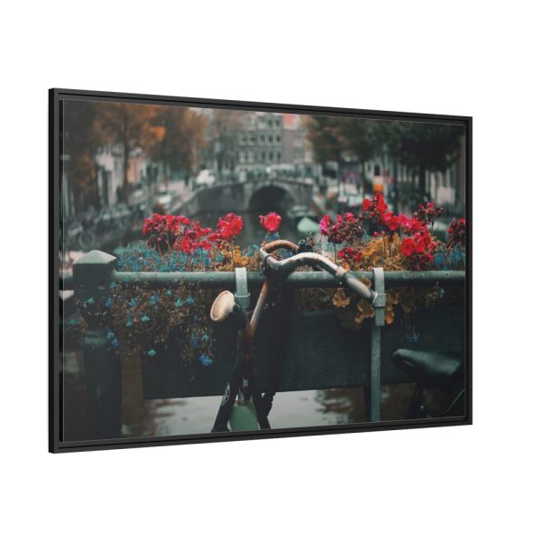 Vintage Bike Flowers Framed Canvas
