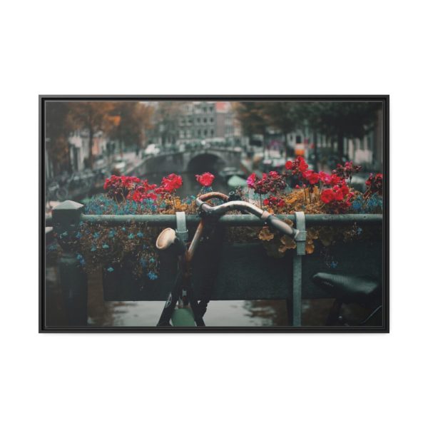 Vintage Bike Flowers Framed Canvas
