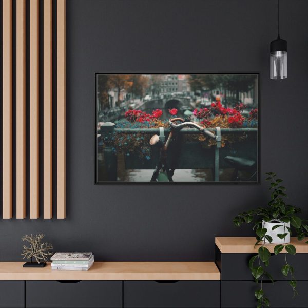 Vintage Bike Flowers Framed Canvas