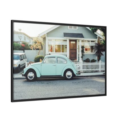 Vintage Car and House Framed Canvas