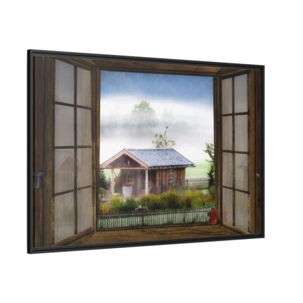 Autumn Outlook Landscape Fog Framed Canvas