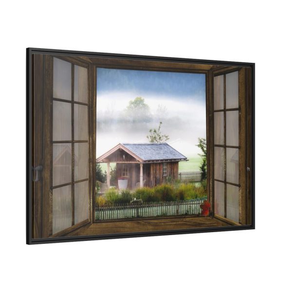 Autumn Outlook Landscape Fog Framed Canvas
