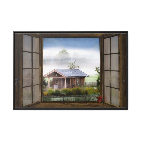 Autumn Outlook Landscape Fog Framed Canvas
