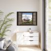 Autumn Outlook Landscape Fog Framed Canvas