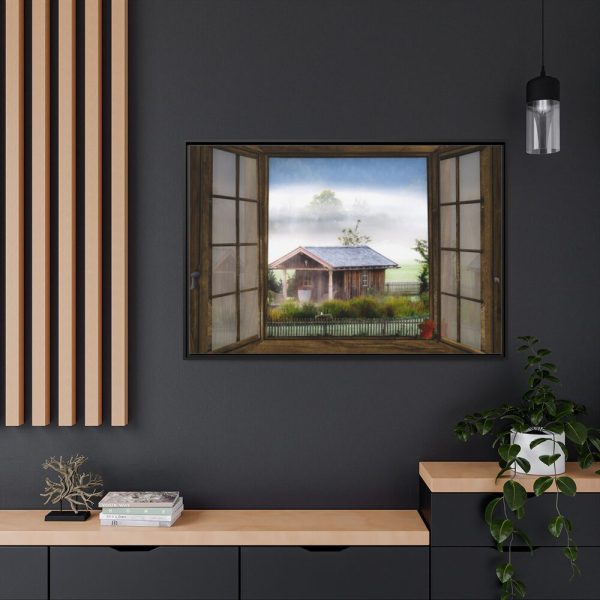 Autumn Outlook Landscape Fog Framed Canvas