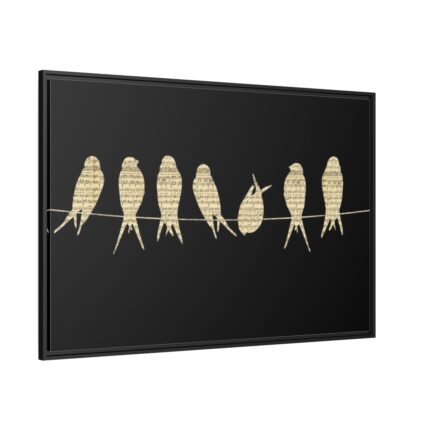 Birds Vintage Music Framed Canvas