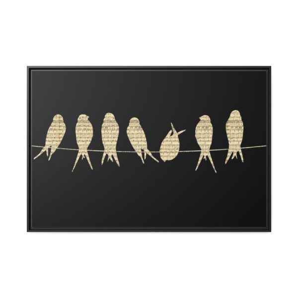 Birds Vintage Music Framed Canvas