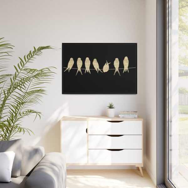 Birds Vintage Music Framed Canvas