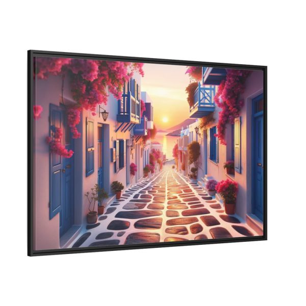 Sunset in Greece Framed Canvas