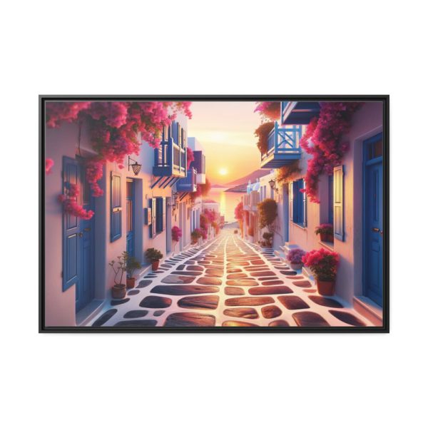 Sunset in Greece Framed Canvas
