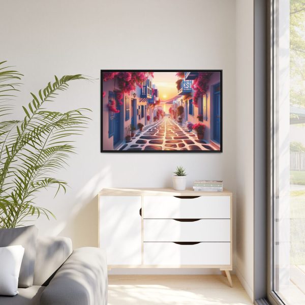 Sunset in Greece Framed Canvas
