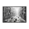 88289-386.jpg Black and White Venice Canal During Heavy Rain Framed Canvas