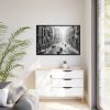 88289-388.jpg Black and White Venice Canal During Heavy Rain Framed Canvas