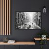 88289-389.jpg Black and White Venice Canal During Heavy Rain Framed Canvas