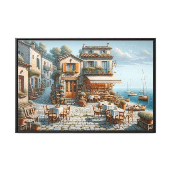 88289-446.jpg Small Italian Tavern With Blue Sea Framed Canvas