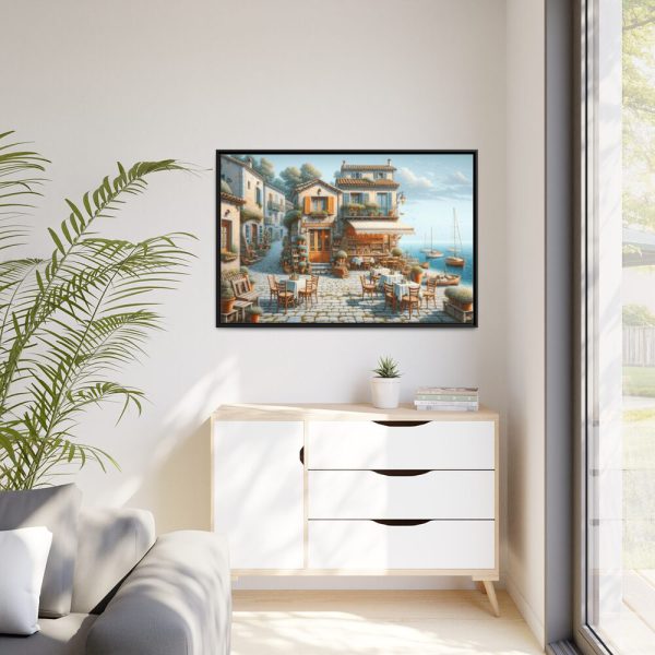 88289-448.jpg Small Italian Tavern With Blue Sea Framed Canvas