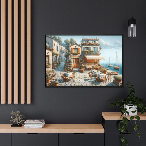 88289-449.jpg Small Italian Tavern With Blue Sea Framed Canvas