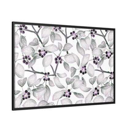 Grey Floral Pattern Framed Canvas