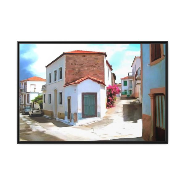 Village Lesbos Mytilene Greece Framed Canvas