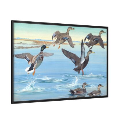 Vintage Ducks Art Framed Canvas