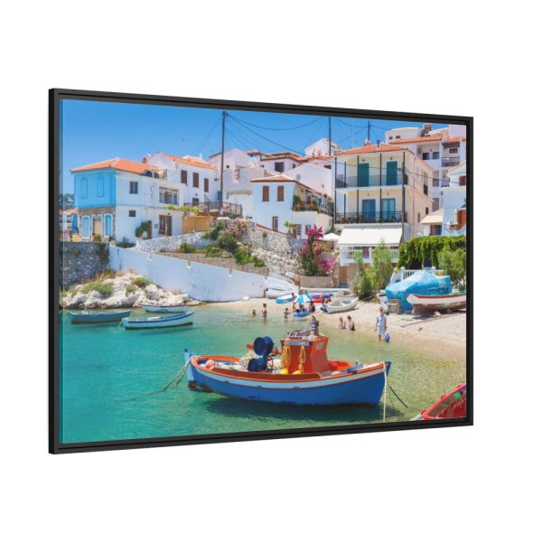 88289-470.jpg Greek Coastal Town Framed Canvas