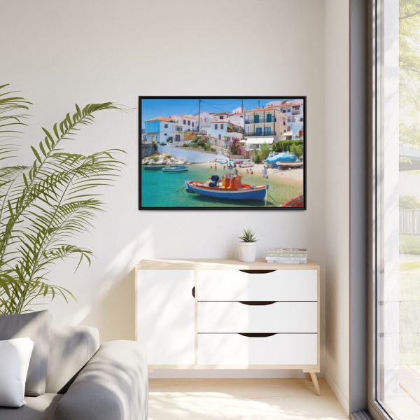 88289-473.jpg Greek Coastal Town Framed Canvas