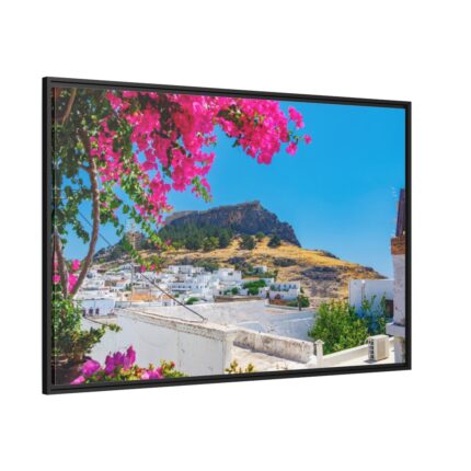 Lindos And Flowers Framed Canvas